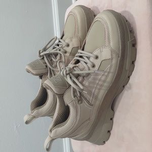 Zara Women's Chunky Platform Tan Khaki Sneakers EU Size 40